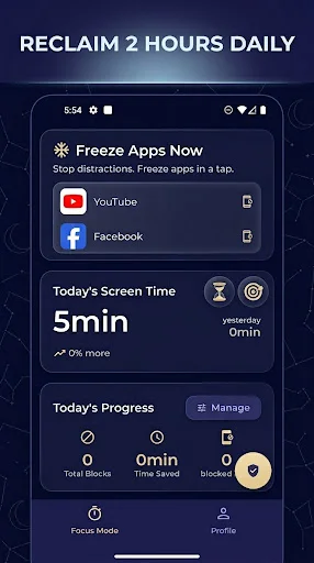 Freeze – App Lock & Blocker: Bloqueie Apps e Aumente seu Foco - Screenshot 1