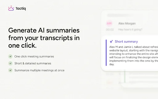 Tactiq: Transcrição e Resumos por IA para Google Meet, Zoom e Teams - Screenshot 3