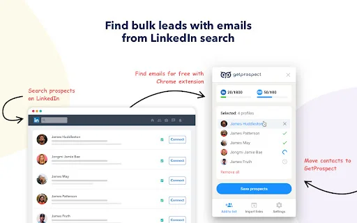 Email Finder GetProspect: Encontre E-mails no LinkedIn Grátis - Screenshot 1