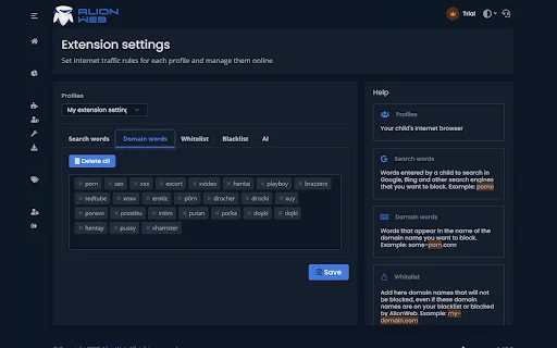 AlionWeb: Proteção Parental e Bloqueio de Sites Maliciosos - Screenshot 2