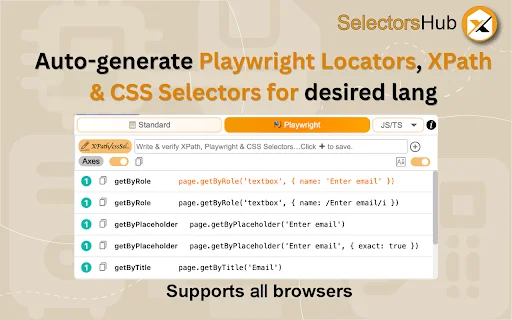 SelectorsHub: Gere Playwright, XPath e CSS Selectors Facilmente - Screenshot 1