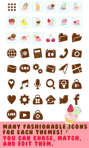 Baixe o Tema Ice Cream para +HOME – Estilo Fofo e Colorido - Screenshot 4