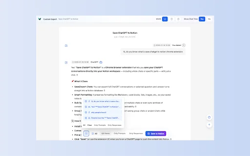 Save ChatGPT to Notion: Exporte Conversas Facilmente – Versão 9.4.0 - Screenshot 3