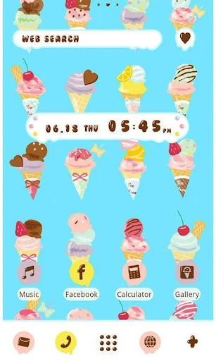 Baixe o Tema Ice Cream para +HOME – Estilo Fofo e Colorido - Screenshot 1