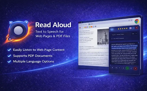 Read Aloud: Extensão de Voz para Chrome – Conversão de Texto em Áudio - Screenshot 1