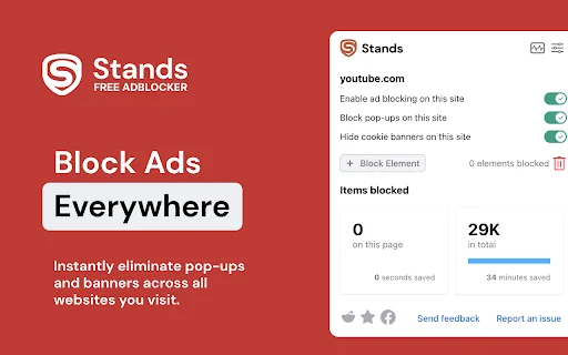Stands AdBlocker: Bloqueie Anúncios no Chrome – Download Grátis - Screenshot 1