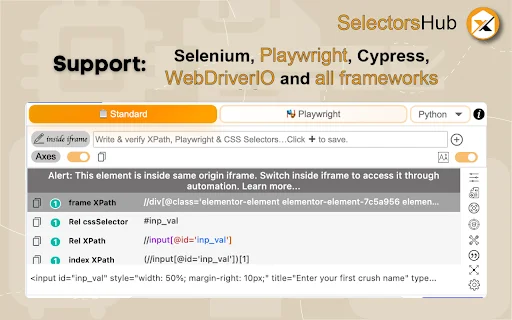 SelectorsHub: Gere Playwright, XPath e CSS Selectors Facilmente - Screenshot 2