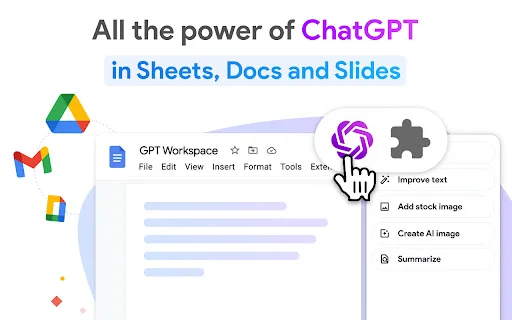 GPT Workspace: Integre ChatGPT ao Google Docs, Sheets e Gmail - Screenshot 1