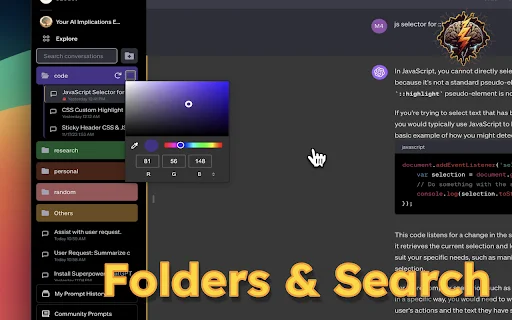 Superpower Chat: Otimize seu ChatGPT com Pastas e Prompts - Screenshot 1