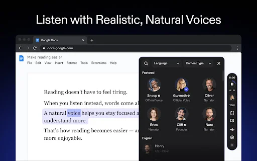 Speechify: Transforme Texto em Áudio com Vozes Naturais e IA - Screenshot 2