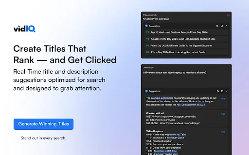 vidIQ Vision para YouTube: Otimize seu Canal e Ganhe Mais Views - Screenshot 1