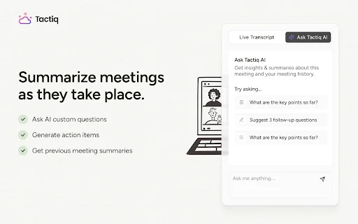 Tactiq: Transcrição e Resumos por IA para Google Meet, Zoom e Teams - Screenshot 2