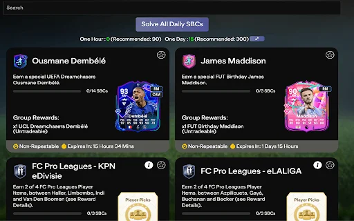 FC26 Enhancer: O Melhor SBC Solver e Ferramenta para Web App - Screenshot 1