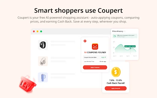 Coupert: Cupons Automáticos e Cashback para Suas Compras - Screenshot 2