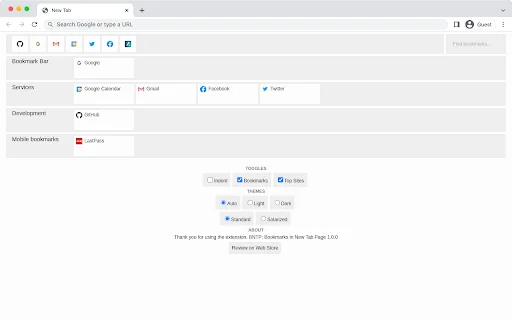 BNTP: Organize seus Favoritos em uma Nova Aba Leve e Rápida - Screenshot 1