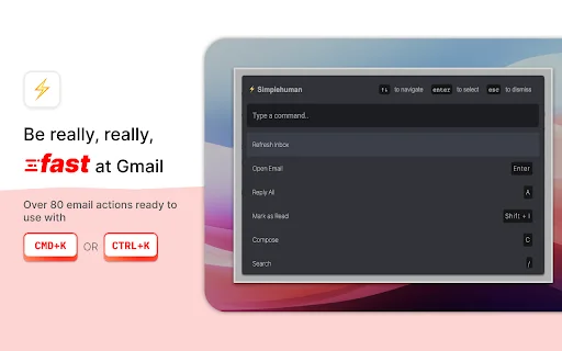 CMDK: Turbine seu Gmail com Atalhos, Command Bar e Produtividade - Screenshot 1