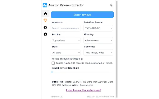 Amazon Reviews Extractor: Exporte Avaliações para CSV Gratuitamente - Screenshot 2