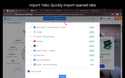 Split Screen in Tab: Multitarefa e Produtividade no Navegador - Screenshot 1