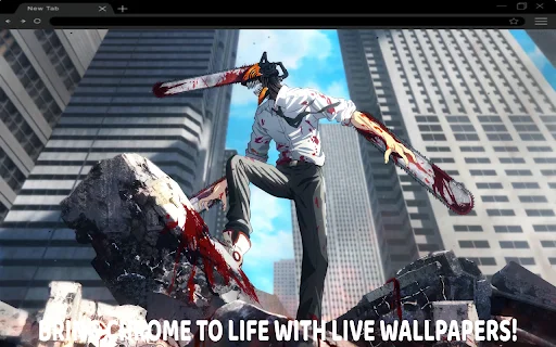 Chainsaw Man Live Wallpaper: Baixe o Tema Anime para Chrome - Screenshot 1
