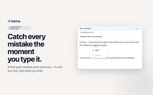 Sapling Grammar Checker: Melhore Sua Escrita com IA Avançada - Screenshot 1