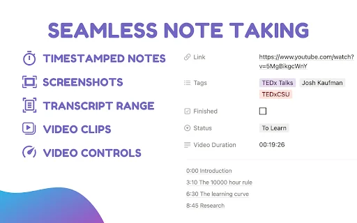 Snipo: Notas do YouTube para Notion – Estude de forma inteligente - Screenshot 1