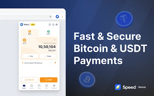 Speed Bitcoin Lightning Wallet: Pagamentos Rápidos no Chrome - Screenshot 1