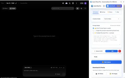 Auto Flow Pro: Automatize Geração de Vídeo no Google Flow Agora - Screenshot 1