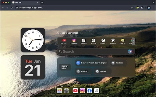 Mac New Tab: Transforme sua Nova Aba com o Estilo do macOS - Screenshot 1