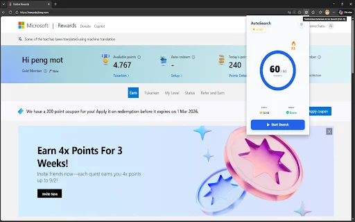 Bing Auto Search: Maximize seus Microsoft Rewards facilmente - Screenshot 1
