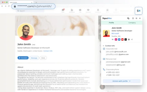 SignalHire: Encontre E-mails e Telefones Profissionais Grátis - Screenshot 1