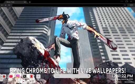 Chainsaw Man Live Wallpaper: Baixe o Tema Anime para Chrome - Screenshot 2