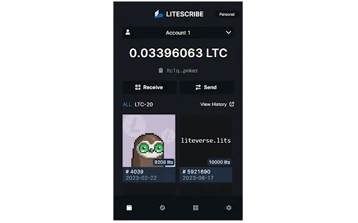 Litescribe Wallet: A Carteira LTC Ordinals para Litecoin - Screenshot 1